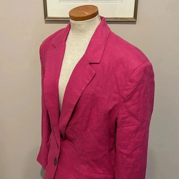 NWT!! FARM Rio - Linen Blazer - Hot Pink - Size Small With Shoulder Pads - Picture 6 of 8